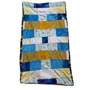 Handmade Unisex Baby Quilted Crib Blanket Boho Striped u Safari Animal Hand Stit